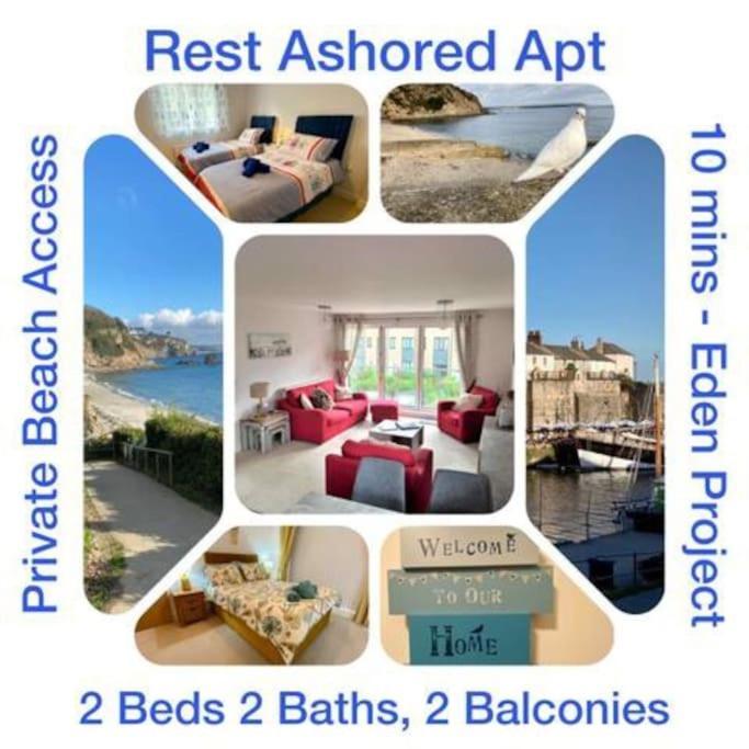 Stunning Apartment, Balconies, Private Beach, Coast Path Charlestown (Cornwall) Eksteriør billede
